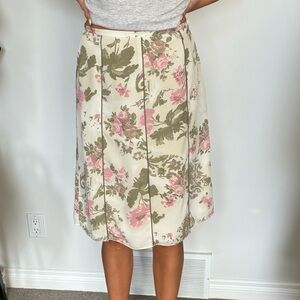 Green and pink floral skirt
